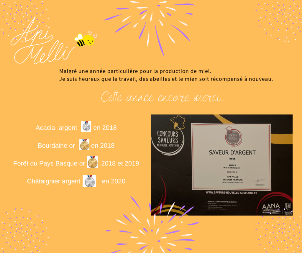 Récompense de l'année 2020 sur le miel de châtaignier